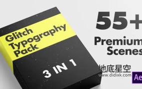 AE/PR模板-55组信号失真故障干扰闪烁文字标题排版动画