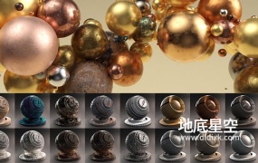 C4D预设-325组C4D Arnold阿诺德渲染器钢铁塑料木纹玻璃布料石头材质预设