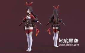 3D模型-原神游戏中卡通动漫角色少女安柏侦察骑士