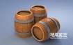 3D模型-卡通木桶酒桶C4D模型