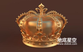 3D模型-黄金王冠金色皇冠头饰帽子