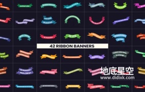 AE模板-42个丝带横幅条文字标题动画