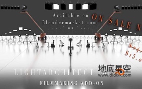 Blender插件-电影舞台灯光道具摄像机三维模型预设 Lightarchitect V2.0