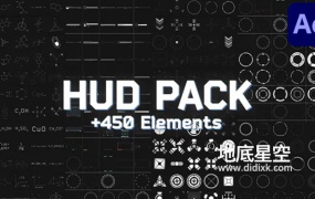 AE模板-450个未来高科技感UI用户界面数学公式赛博朋克元素动画