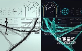 AE模板-40组生物医疗DNA链细胞遗传学信息图表动画 HUD