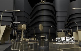 3D模型-70组街道广告牌长凳电线停车计时器栏杆路牌路灯交通灯等公共设施模型