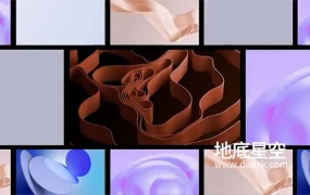 AE模板-6款文本标题排版动态抽象三维图形背景动画