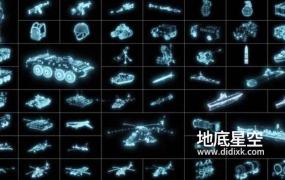 AE模板-科技感军事武器HUD元素动画+视频素材