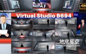 AE模板-9个电视台新闻虚拟演播室场景