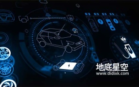AE模板-200种HDU未来数字科技感模块化清洁能源电动汽车仪表盘充电桩发动机UI界面图形动画