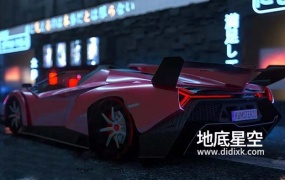 3D模型-街边跑车兰博基尼汽车C4D模型