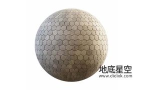 贴图素材-六边形状的混凝土路面地面贴图纹理素材