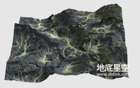 3D模型-黑色山峰沟壑山形C4D模型