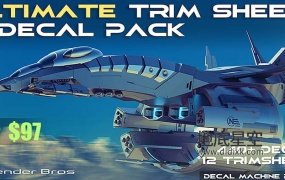 Blender预设-机架科幻贴花装饰贴图材质预设 Ultimate Trim Sheet & Decal Pack 1-7