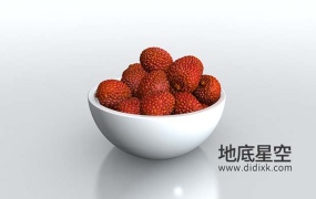 3D模型-一碗成熟的红色荔枝C4D模型