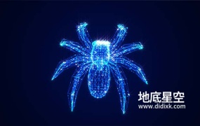 视频素材-HUD全息科幻闪闪发光的蜘蛛元素循环