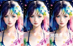 水彩女半身像画