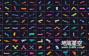 AE模板-108个丰富多彩颜色的折纸风格箭头图形动画