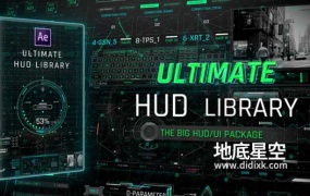 AE模板-未来高科技军事技术图形元素HUD地图加载UI用户界面显示动画