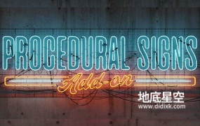 Blender插件-霓虹灯广告牌生成插件 Procedural Signs v1.0.0 + 预设包
