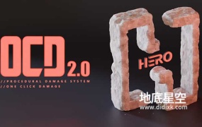 Blender插件-一键生成陈旧破损效果插件 OCD v2.0  One Click Damage v2.0