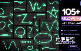 PR模板+105组手绘涂鸦发光箭头动画