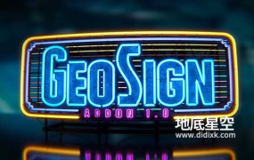 Blender插件-霓虹发光标志广告路牌生成器 Geo Sign V1.1.0
