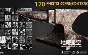 贴图素材-钢铁腐蚀生锈木纹石头划痕贴图素材