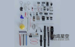 3D模型-拉链绑带锁扣绳子鞋带模型