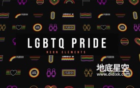 AE模板-霓虹发光图形图标元素动画   LGBTQ Pride Neon Elements