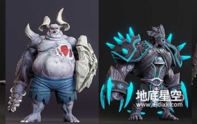 3D模型-200多个Blender狂战士游戏角色人物武器模型