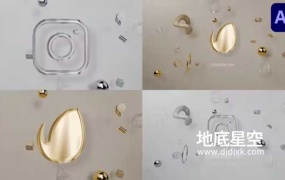 PR模板-3D几何图形明亮质感LOGO动画片头
