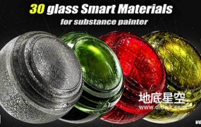 30组SP玻璃智能材质贴图预设 Artstation – 30 Glass Smart Materials For Substance Painter Vol.01