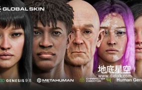 Blender插件-真实人物皮肤着色器材质贴图预设 Globalskin – Ultimate Skin Shader