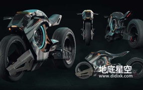 3D模型-赛博朋克摩托车
