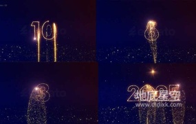 AE模板-2025新年元旦快乐粒子线条描绘数字倒计时开场片头 Happy New Year 2025 Countdown