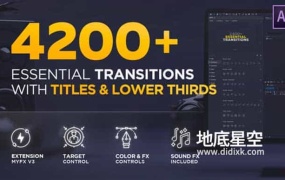 AE脚本-4200组信号损坏摄像机扭曲笔刷水墨文字标题字幕视频场转预设