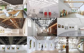 3D模型-15个高品质办公空间室内场景艺术展厅