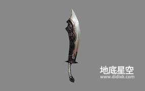 3D模型-游戏武器冷兵器螺纹弯柄大刀模型