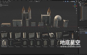 Blender预设-中世纪城堡Blender 3D模型资产 Medieval Castle Asset Pack