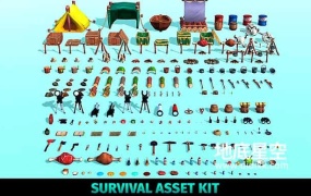 3D模型-Blender低多边形卡通生存物品3D模型-Stylized Survival Asset Kit