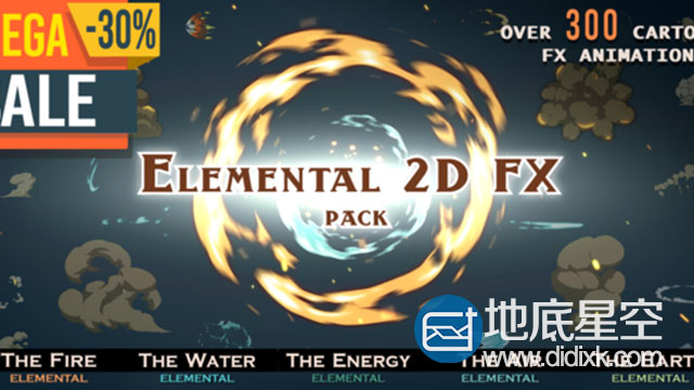 视频素材：300组2D二维卡通风格FX特效液体水火花烟雾光效动画元素