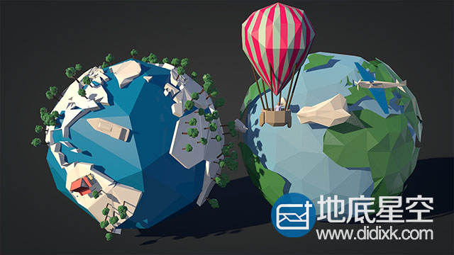 3D模型：低多边形地球模型