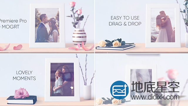 Premiere模板：唯美浪漫爱情婚礼相册生日祝福周年纪念日动画