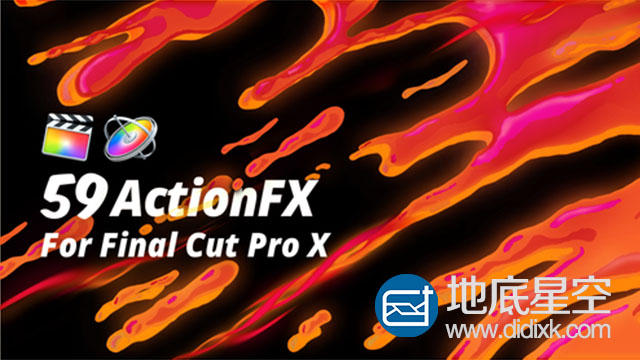 FCPX插件：59组火焰能量电流爆炸烟雾水流MG卡通元素动画