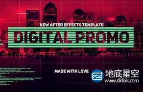 AE模板-时尚动感快节奏分屏信号损坏失真视频展示