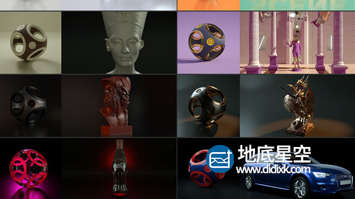 C4D灯光预设-10组C4D Octane渲染器灯光场景预设合集