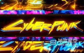 AE模板-炫酷的赛博朋克科幻风霓虹灯标志开场特效动画