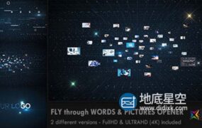 AE模板-科技感代码飞行的图片或文字汇聚旋转展示logo标志