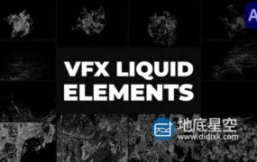 AE模板-真实的粒子模拟流体水花水滴喷溅过渡视觉效果 Liquid VFX